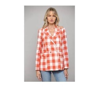 Fate Orange and White Blazer Tailored Suit Jacket